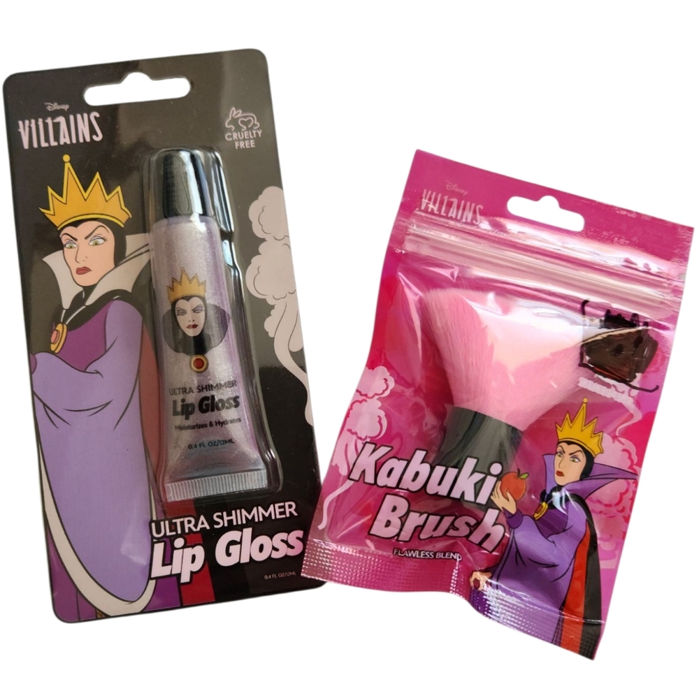 Disney Snow White Evil Villian Ultra Shimmer Lip Gloss & Kabuki Makeup Brush‎